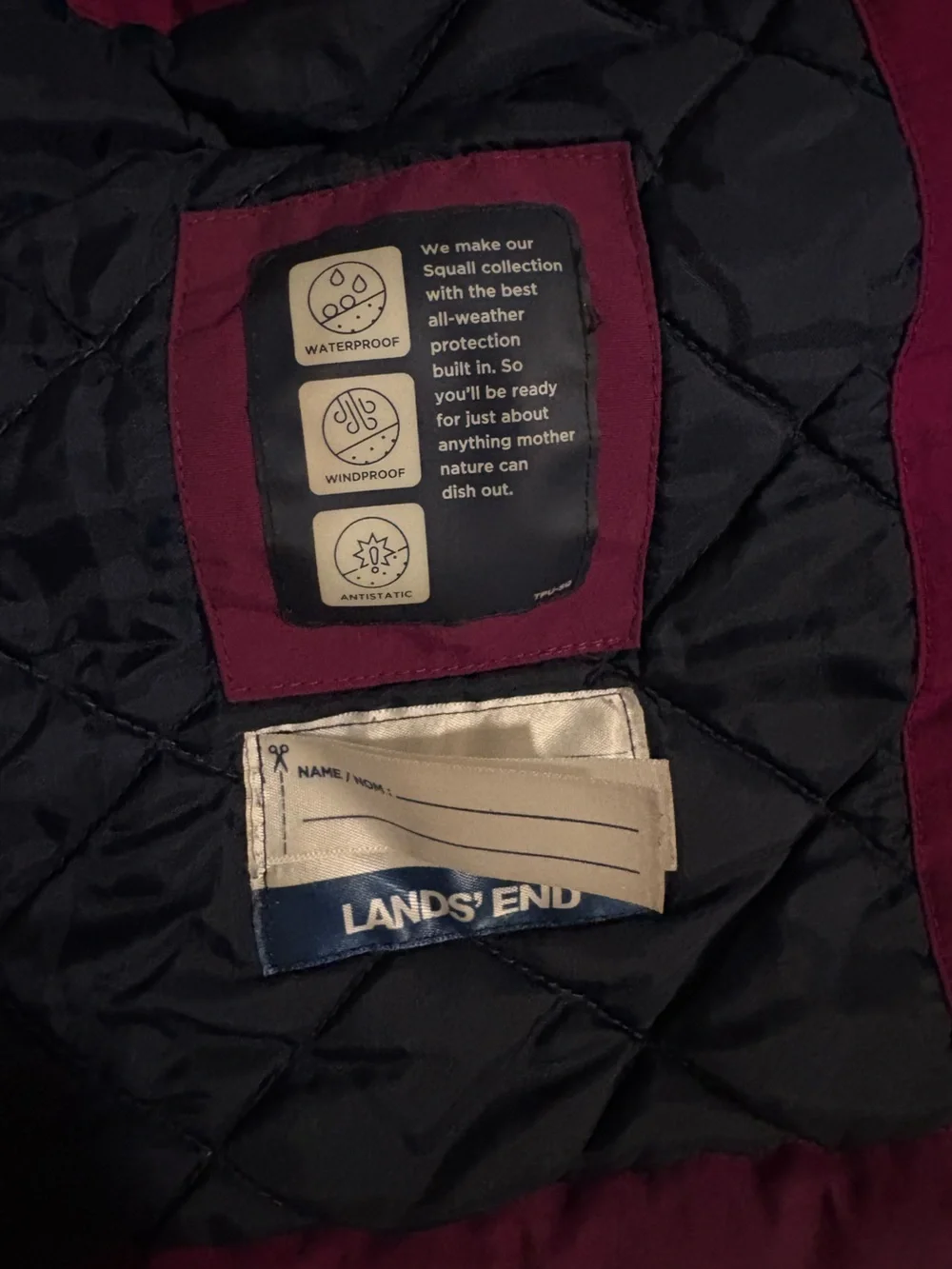 Lands' End Two-Tone Berry and Magenta Hooded Winter Coat